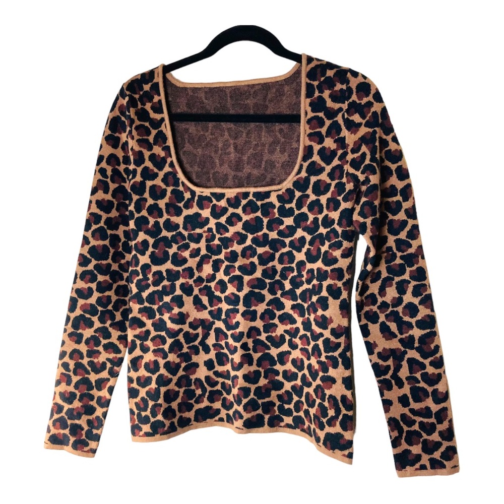Animal Print Sweater LPA‎ x Revolve Top NWOT  Plush Long Sleeve Size XS